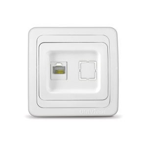 Розетка компьютерная+телефоннаая "UNIVersal" "Валери" с/у, RJ45. RJ12. белая