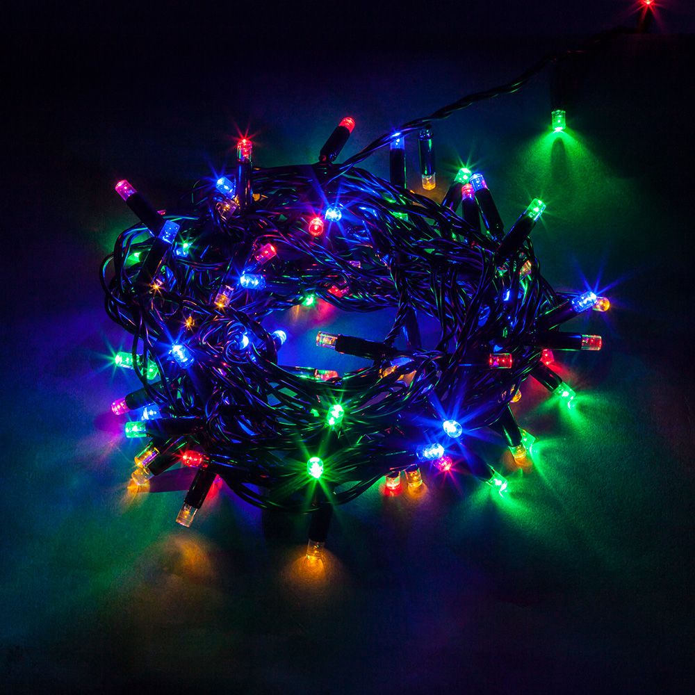 CL43 Гирлянда линейная, 200 LED мульти, 20 м +1.5м черный шнур