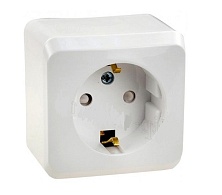 РОЗЕТКА «РОНДО IP44» О/У С ЗК (250В, 16А, ЗАЩИТН. ШТОРКИ) БЕЛЫЙ (max 15000)