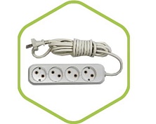 Удлинитель У-4-3 4-х местн 3м. АБС пластик ASD/ПВС 2х0.75